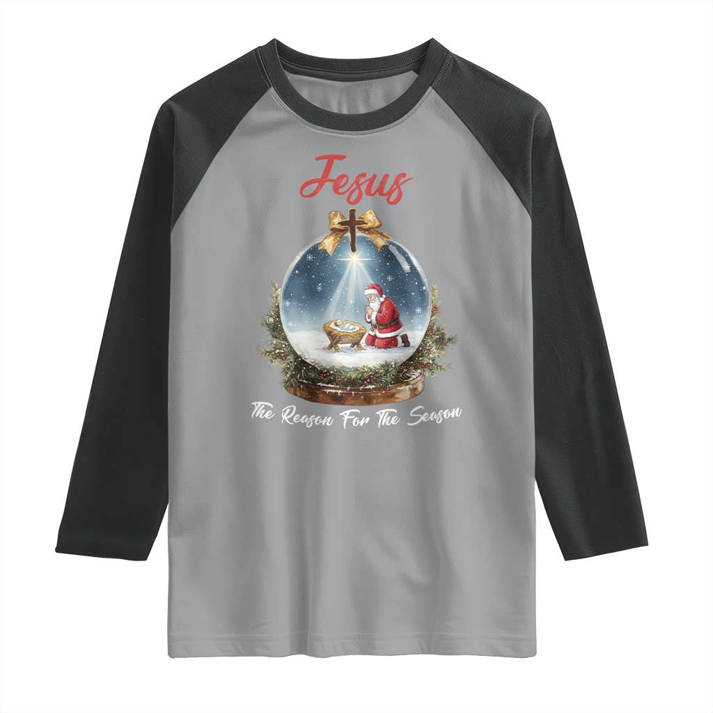 Jesus Santa Christmas Raglan Shirt The Reason For The Season TS14 Sport Gray Black Print Your Wear