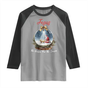 Jesus Santa Christmas Raglan Shirt The Reason For The Season TS14 Sport Gray Black Print Your Wear