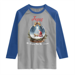 Jesus Santa Christmas Raglan Shirt The Reason For The Season TS14 Sport Gray Royal Print Your Wear