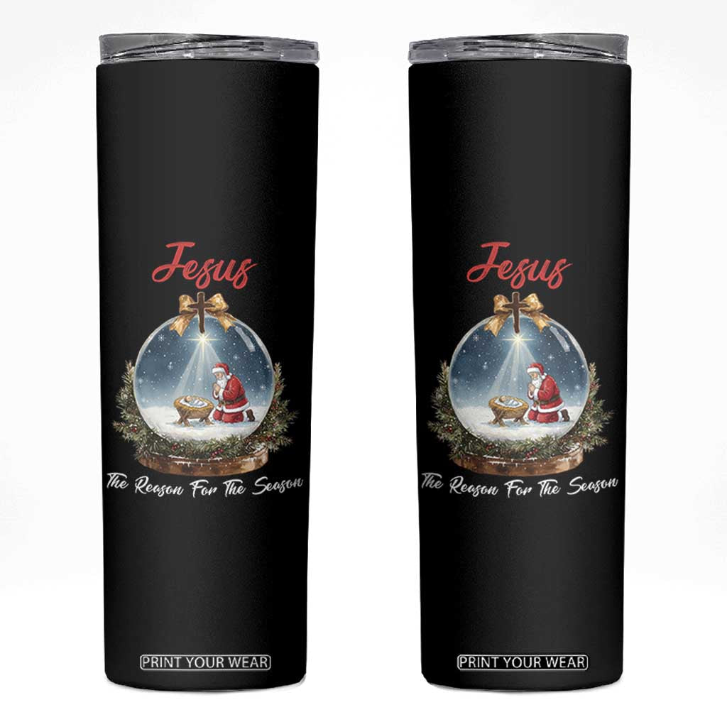 Jesus Santa Christmas Skinny Tumbler The Reason For The Season TS14 Black Print Your Wear