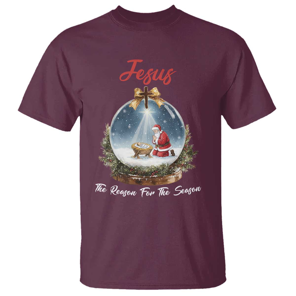 Jesus Santa Christmas T Shirt The Reason For The Season TS14 Maroon Print Your Wear