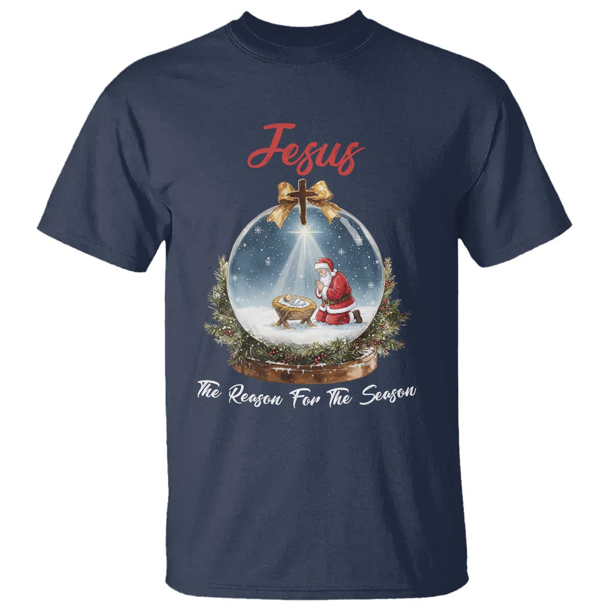 Jesus Santa Christmas T Shirt The Reason For The Season TS14 Navy Print Your Wear