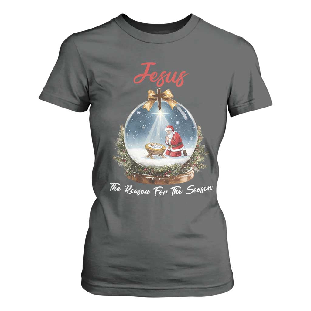 Jesus Santa Christmas T Shirt For Women The Reason For The Season TS14 Dark Heather Print Your Wear