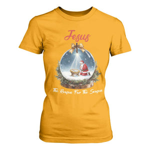 Jesus Santa Christmas T Shirt For Women The Reason For The Season TS14 Gold Print Your Wear
