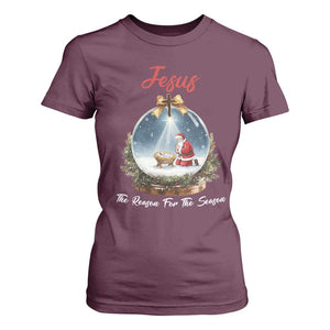 Jesus Santa Christmas T Shirt For Women The Reason For The Season TS14 Maroon Print Your Wear