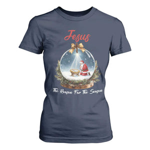 Jesus Santa Christmas T Shirt For Women The Reason For The Season TS14 Navy Print Your Wear