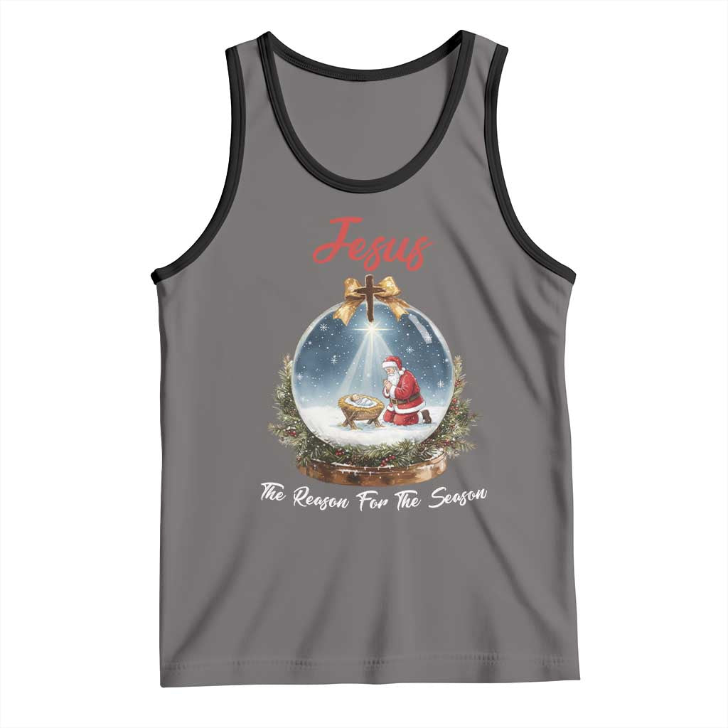 Jesus Santa Christmas Tank Top The Reason For The Season TS14 Deep Heather Black Print Your Wear