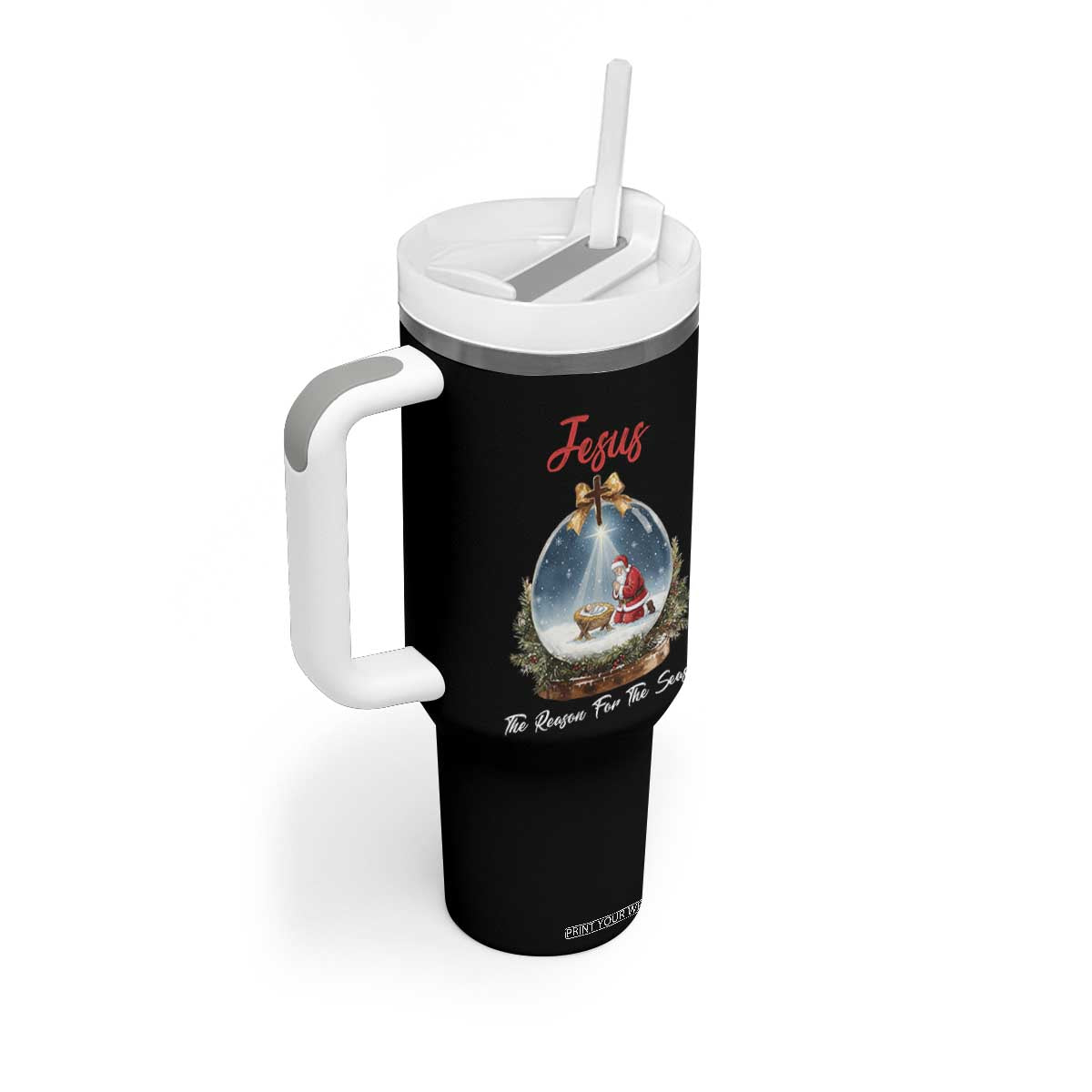 Jesus Santa Christmas Tumbler With Handle The Reason For The Season TS14 Print Your Wear