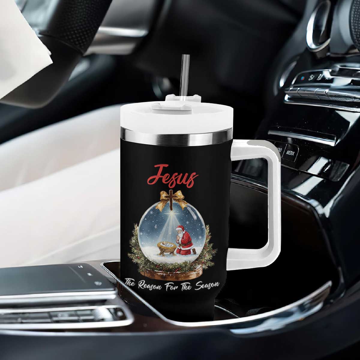 Jesus Santa Christmas Tumbler With Handle The Reason For The Season TS14 Print Your Wear