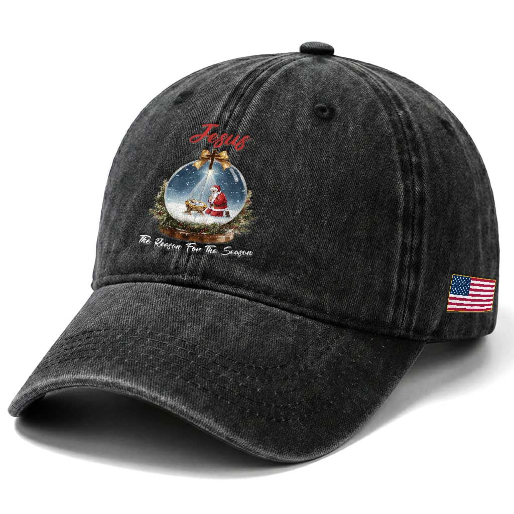 Jesus Santa Christmas Washed Cotton Baseball Cap The Reason For The Season TS14 Print Your Wear