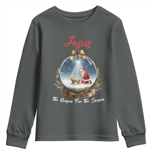 Jesus Santa Christmas Youth Sweatshirt The Reason For The Season TS14 Dark Heather Print Your Wear