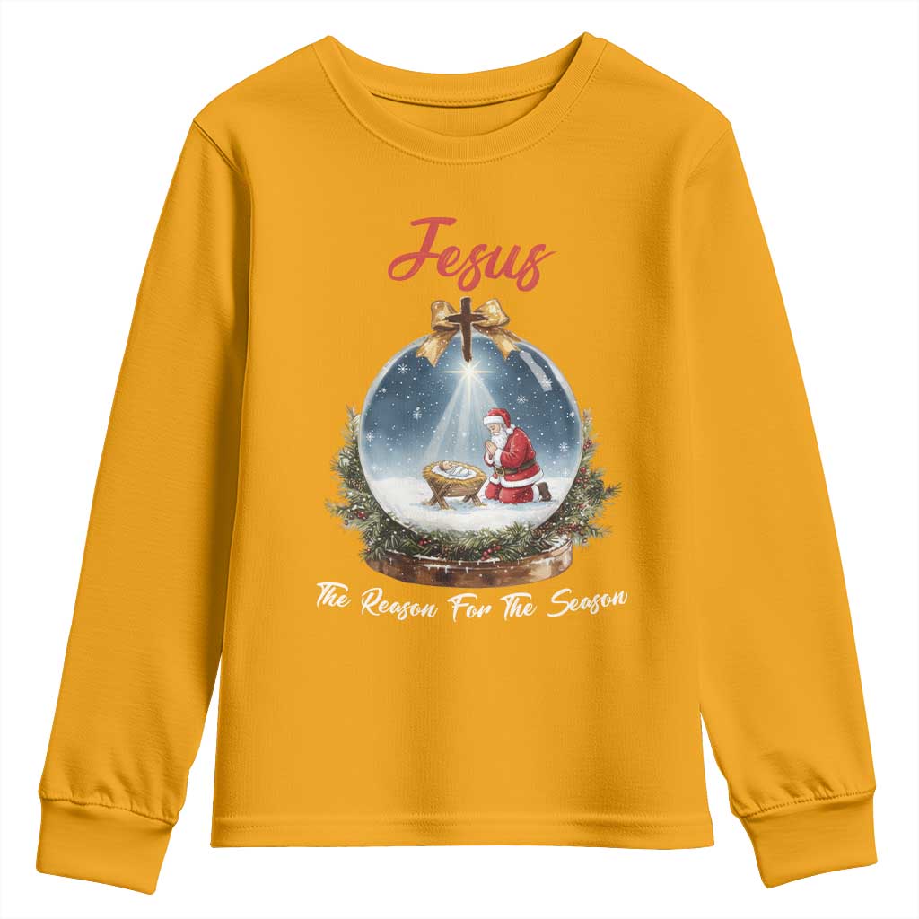 Jesus Santa Christmas Youth Sweatshirt The Reason For The Season TS14 Gold Print Your Wear