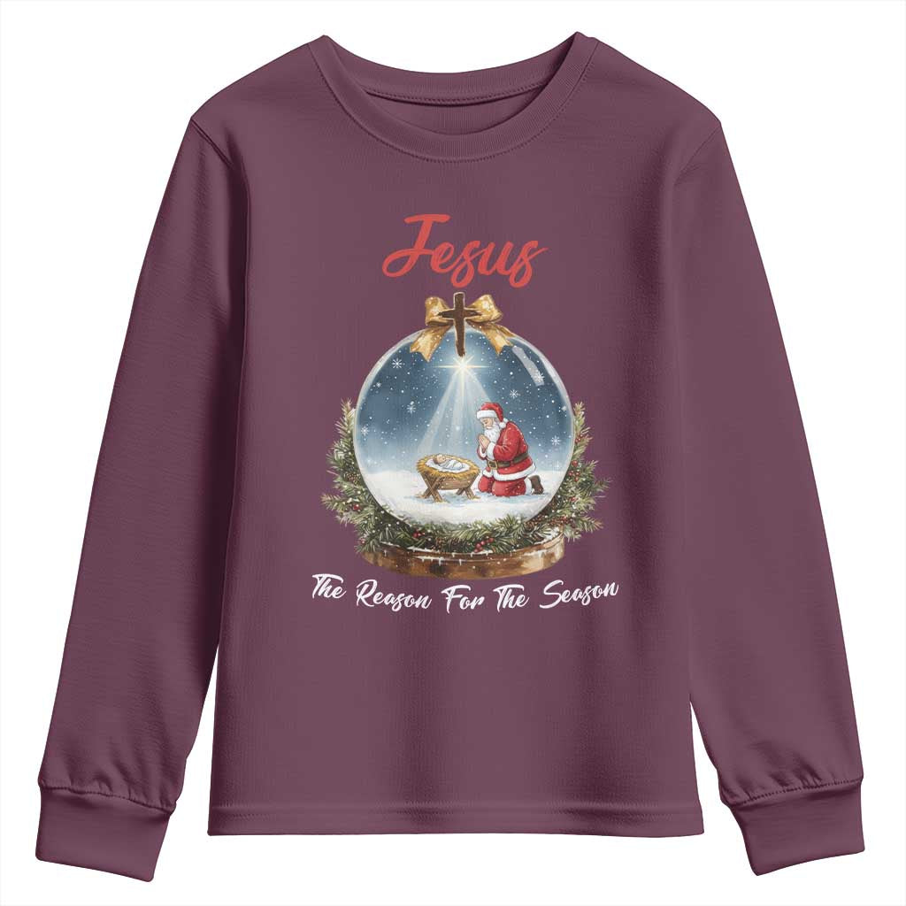 Jesus Santa Christmas Youth Sweatshirt The Reason For The Season TS14 Maroon Print Your Wear