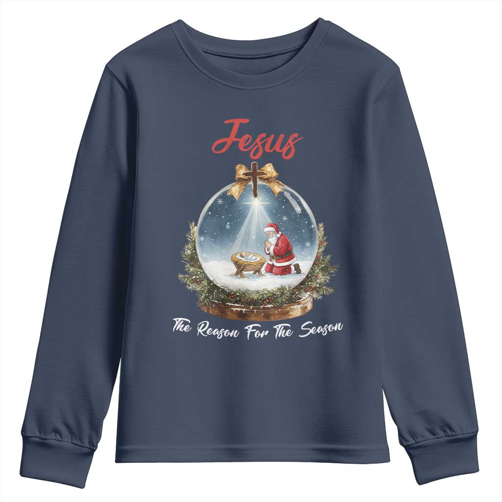 Jesus Santa Christmas Youth Sweatshirt The Reason For The Season TS14 Navy Print Your Wear