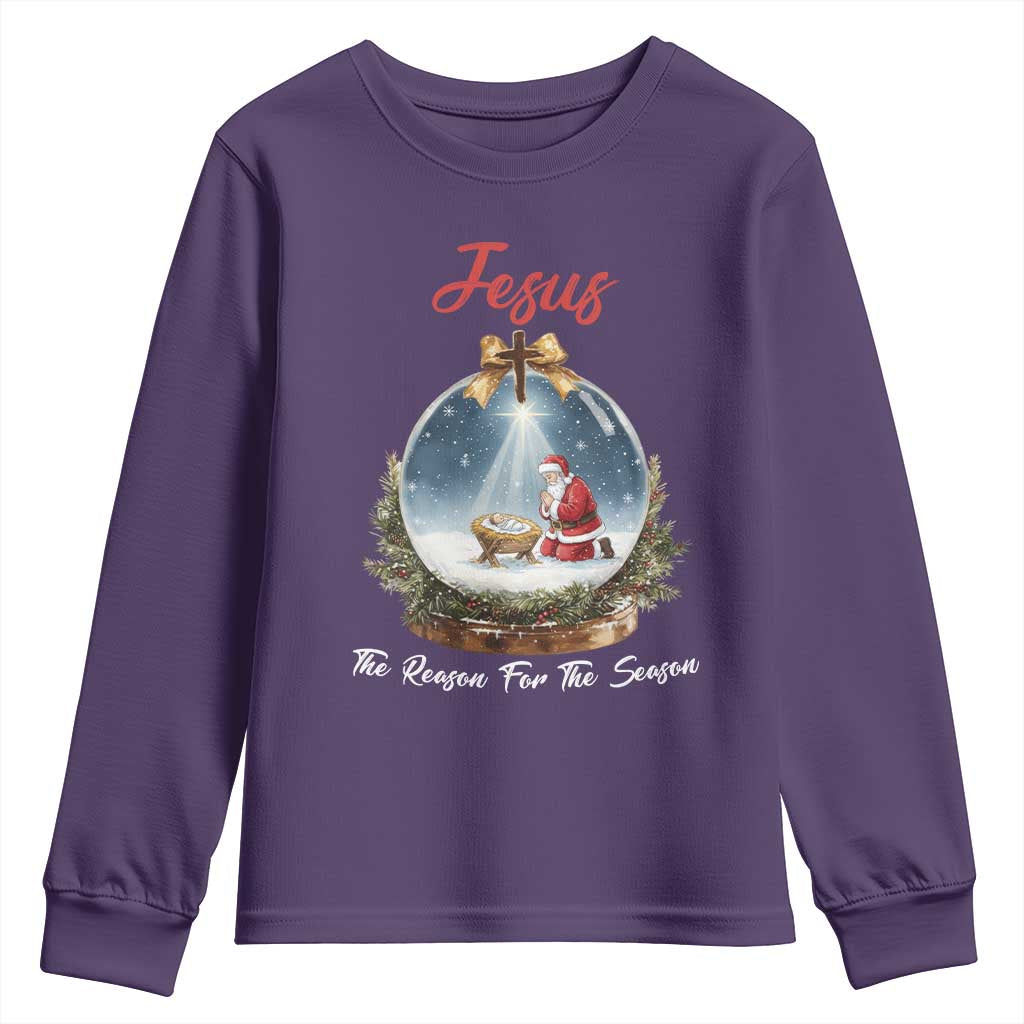 Jesus Santa Christmas Youth Sweatshirt The Reason For The Season TS14 Purple Print Your Wear