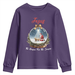 Jesus Santa Christmas Youth Sweatshirt The Reason For The Season TS14 Purple Print Your Wear