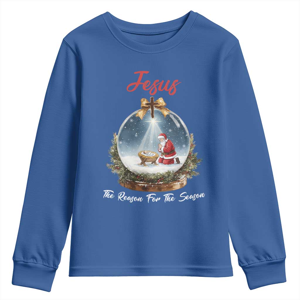Jesus Santa Christmas Youth Sweatshirt The Reason For The Season TS14 Royal Blue Print Your Wear