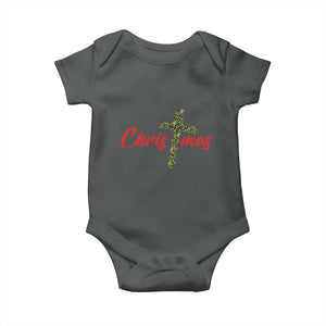 Christian Christmas Baby Onesie Cross Lights Faith TS14 Dark Heather Print Your Wear