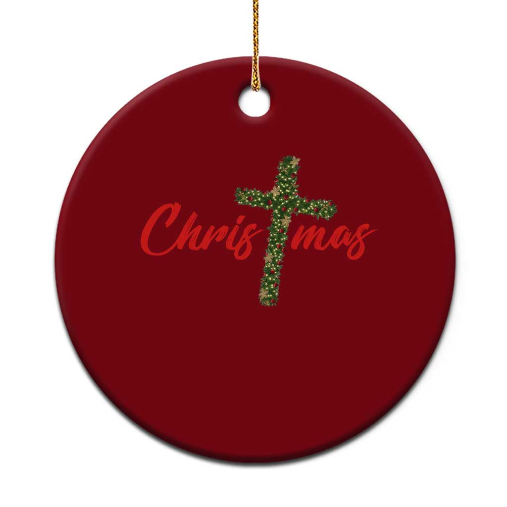 Christian Xmas Ceramic Ornament Cross Lights Faith TS14 1pc Red Print Your Wear