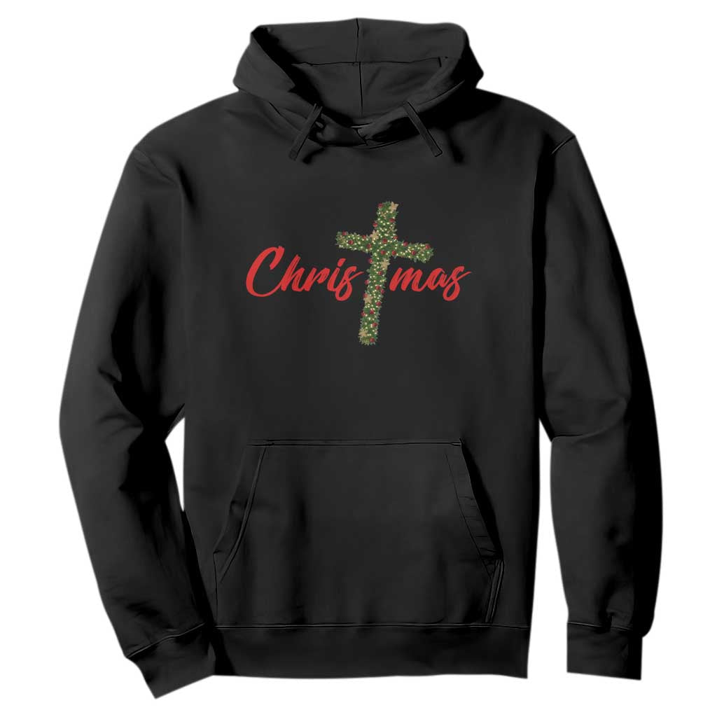 Christian Christmas Hoodie Cross Lights Faith TS14 Black Print Your Wear