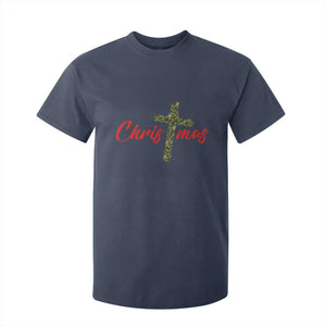 Christian Christmas T Shirt For Kid Cross Lights Faith TS14 Navy Print Your Wear