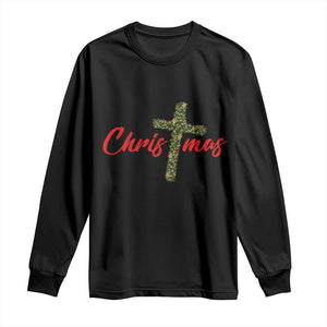Christian Christmas Long Sleeve Shirt Cross Lights Faith - Print Your Wear