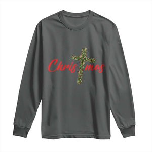 Christian Christmas Long Sleeve Shirt Cross Lights Faith TS14 Dark Heather Print Your Wear
