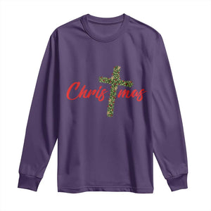 Christian Christmas Long Sleeve Shirt Cross Lights Faith - Print Your Wear