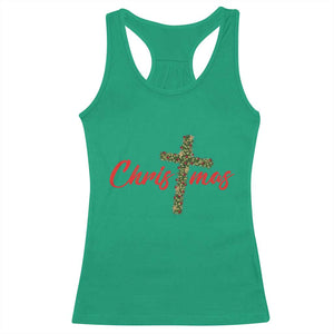 Christian Christmas Racerback Tank Top Cross Lights Faith - Print Your Wear