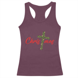 Christian Christmas Racerback Tank Top Cross Lights Faith - Print Your Wear