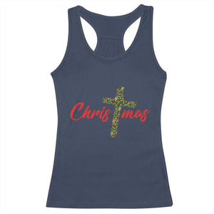 Christian Christmas Racerback Tank Top Cross Lights Faith TS14 Navy Print Your Wear