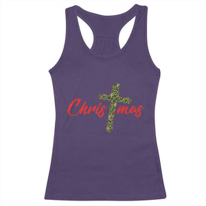 Christian Christmas Racerback Tank Top Cross Lights Faith - Print Your Wear