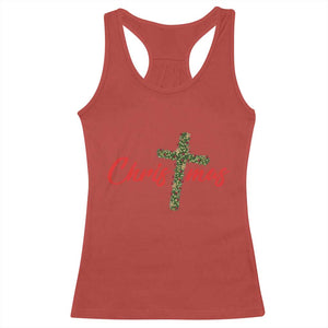 Christian Christmas Racerback Tank Top Cross Lights Faith - Print Your Wear