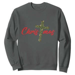 Christian Christmas Sweatshirt Cross Lights Faith - Print Your Wear