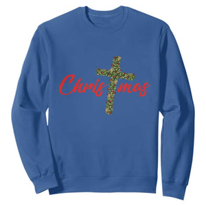 Christian Christmas Sweatshirt Cross Lights Faith - Print Your Wear