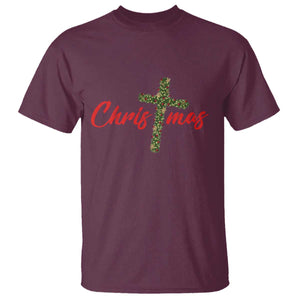 Christian Christmas T Shirt Cross Lights Faith TS14 Maroon Print Your Wear