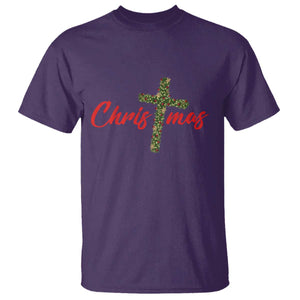Christian Christmas T Shirt Cross Lights Faith TS14 Purple Print Your Wear
