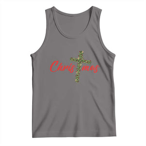 Christian Christmas Tank Top Cross Lights Faith TS14 Deep Heather Print Your Wear