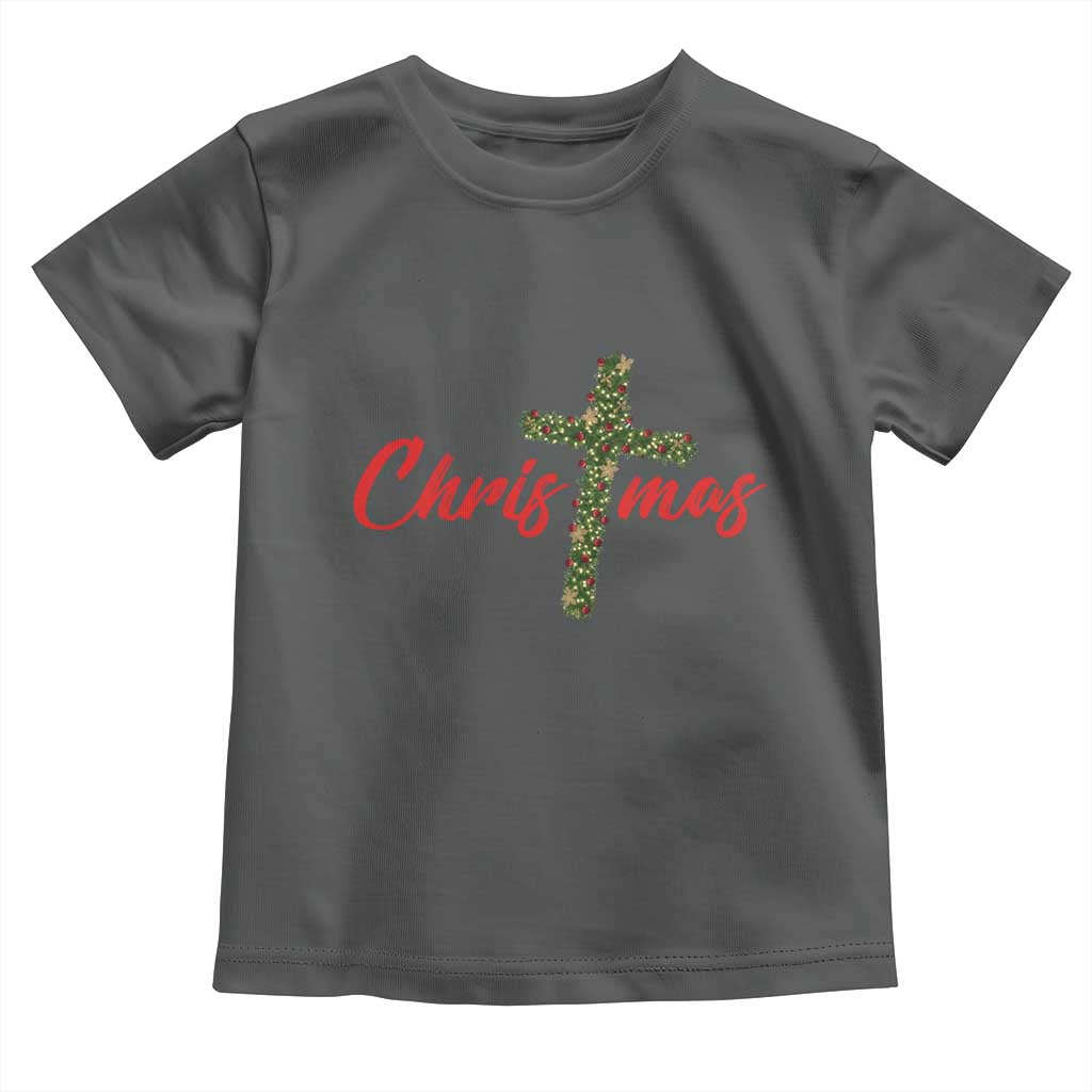 Christian Christmas Toddler T Shirt Cross Lights Faith TS14 Dark Heather Print Your Wear