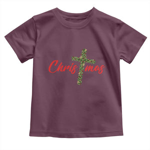 Christian Christmas Toddler T Shirt Cross Lights Faith TS14 Maroon Print Your Wear