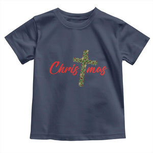 Christian Christmas Toddler T Shirt Cross Lights Faith TS14 Navy Print Your Wear
