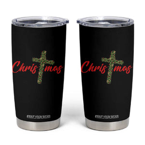 Christian Christmas Tumbler Cup Cross Lights Faith - Print Your Wear