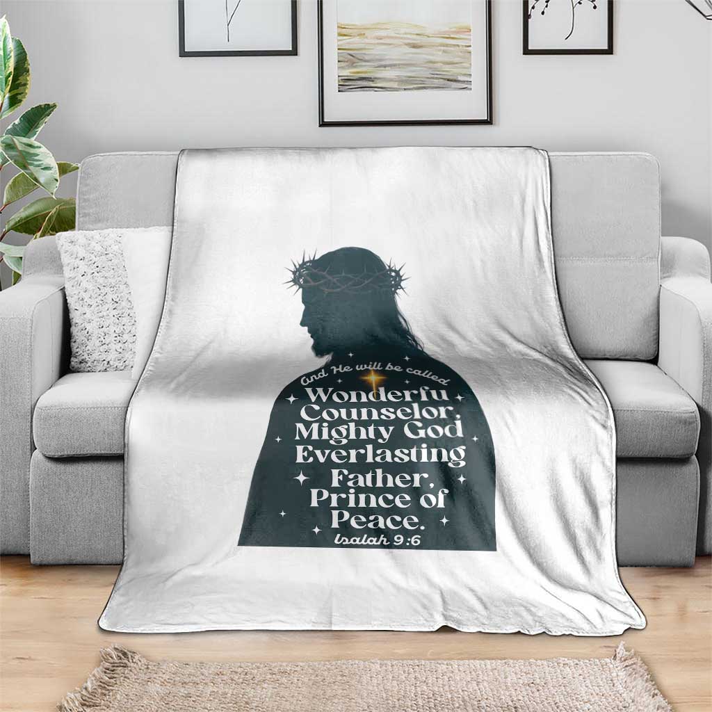 Christian Jesus Throw Blanket Cross Bible Verse Inspirational Isalah 9:6 TS14 Print Your Wear