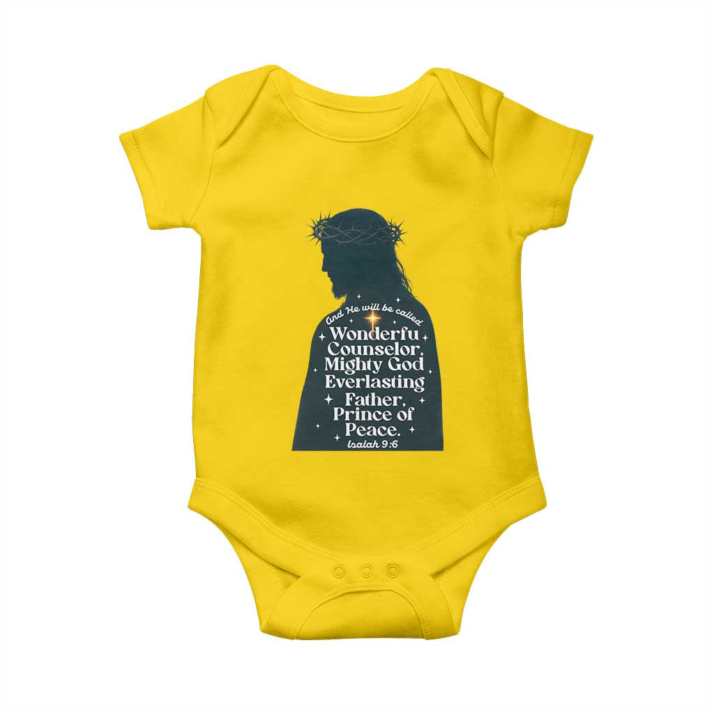 Christian Jesus Baby Onesie Cross Bible Verse Inspirational Isalah 9:6 TS14 Daisy Print Your Wear