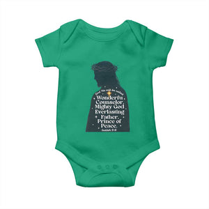 Christian Jesus Baby Onesie Cross Bible Verse Inspirational Isalah 9:6 TS14 Irish Green Print Your Wear