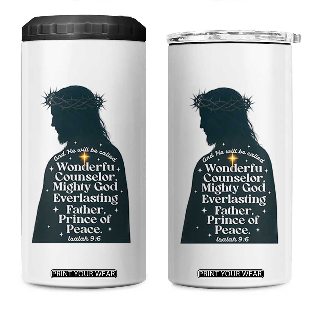 Christian Jesus 4 in 1 Can Cooler Tumbler Cross Bible Verse Inspirational Isalah 9:6 TS14 One Size: 16 oz White Print Your Wear