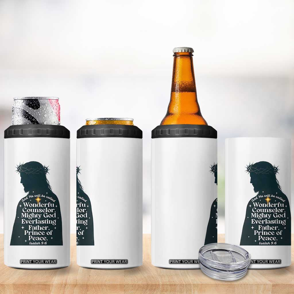 Christian Jesus 4 in 1 Can Cooler Tumbler Cross Bible Verse Inspirational Isalah 9:6 TS14 Print Your Wear