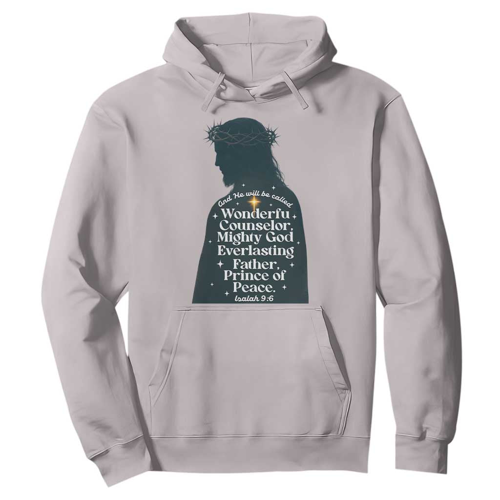 Christian Jesus Hoodie Cross Bible Verse Inspirational Isalah 9:6 TS14 Ice Gray Print Your Wear