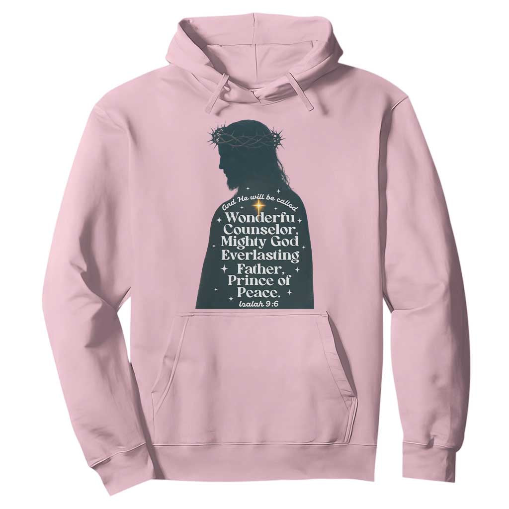 Christian Jesus Hoodie Cross Bible Verse Inspirational Isalah 9:6 TS14 Light Pink Print Your Wear