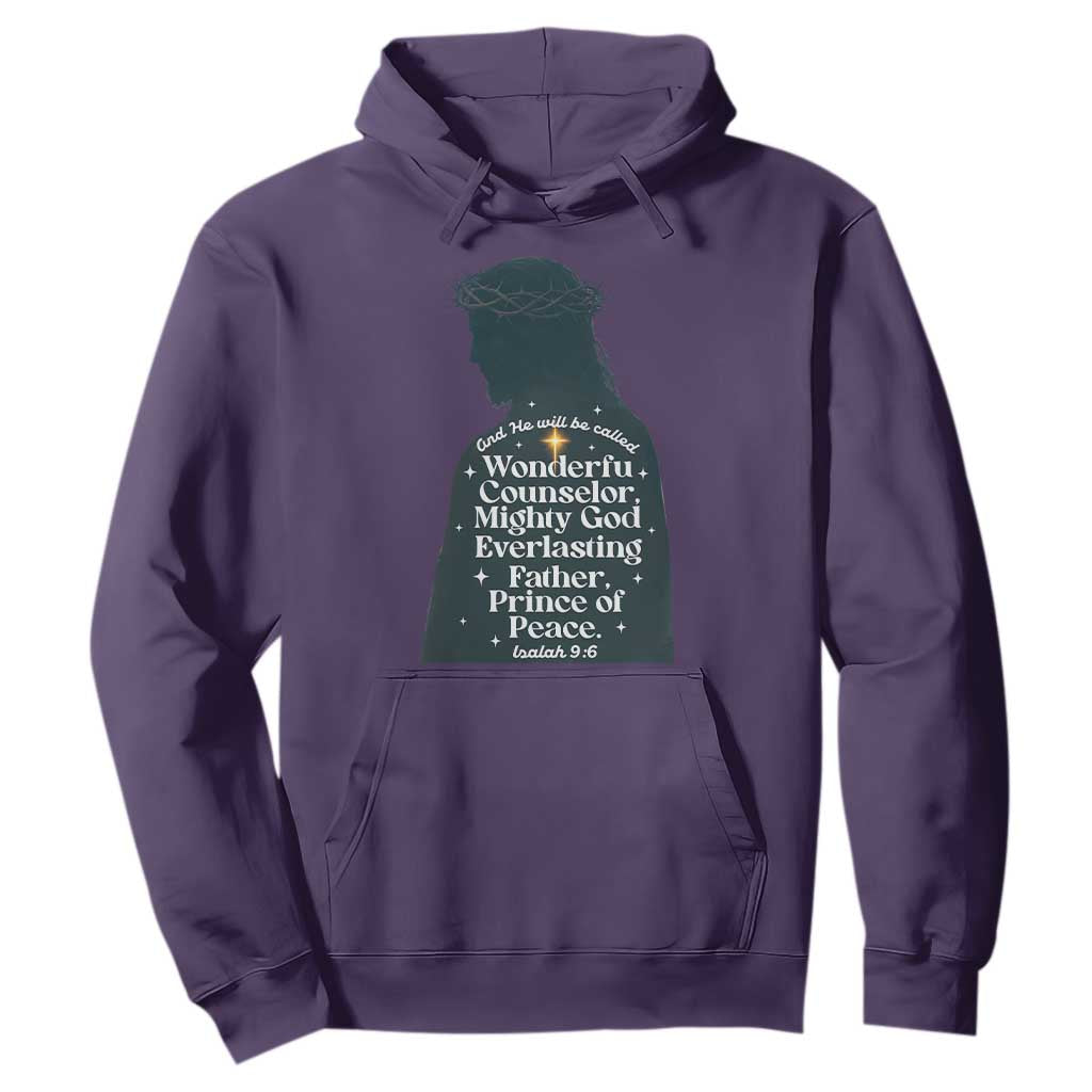 Christian Jesus Hoodie Cross Bible Verse Inspirational Isalah 9:6 TS14 Purple Print Your Wear